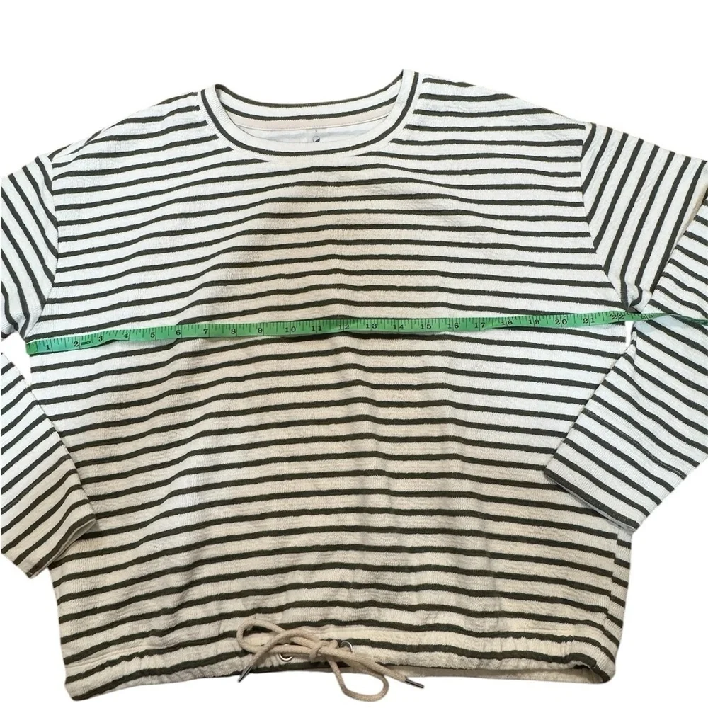 Lou & Grey Striped Drawstring Hem Crew Sweater NWT Size S